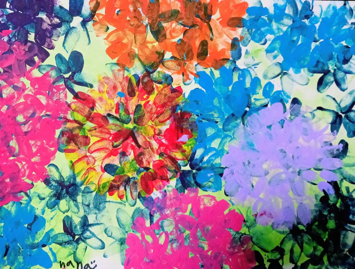 指絵・点描アーティストnana様の代表作品「紫陽花」